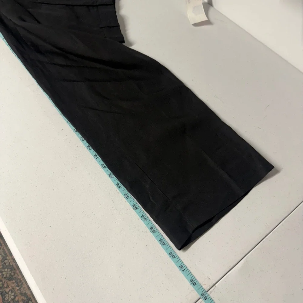 COS Black Wide Leg Trousers Lyocell Linen Blend High Waisted Pants Size 2